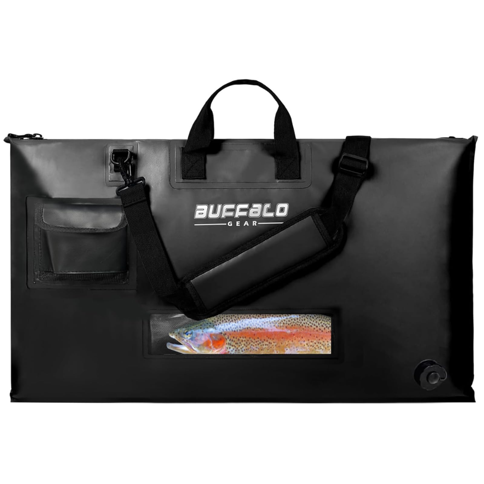 Buffalo Gear Fish Tournament Weigh in Bag for Bass Fishing, 32×19.7in Fish Bag with Transparent Window & Aerator Pump Pocket for Live Bait — image 1