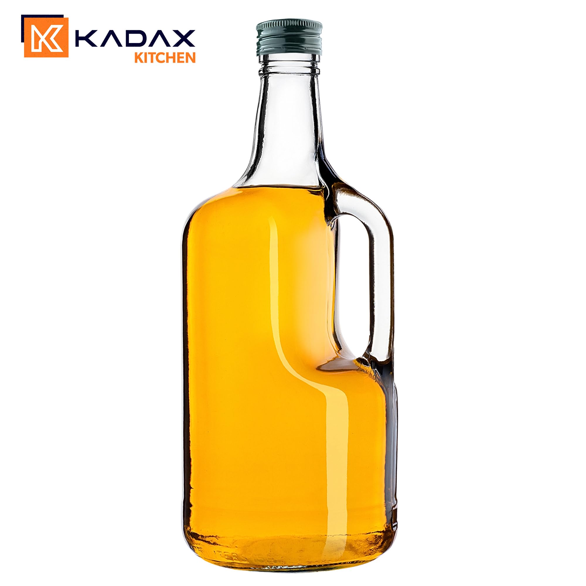 KADAX Lot de 5 Bouteilles à vin en Verre 1,75L – Grandes Bouteilles vides avec Anse pour vin, jus & liqueurs