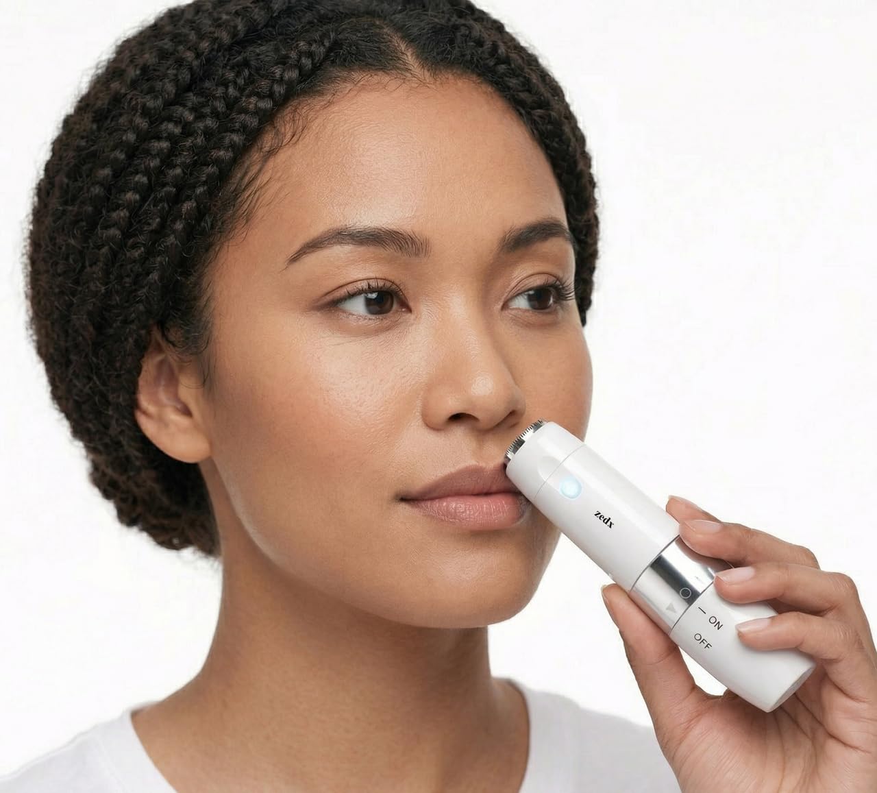 zedx Mini Electric Facial Hair Remover for Women, Gentle Face Trimmer for Upper Lip, Chin & Cheeks, Smooth Finish (White)-image-6