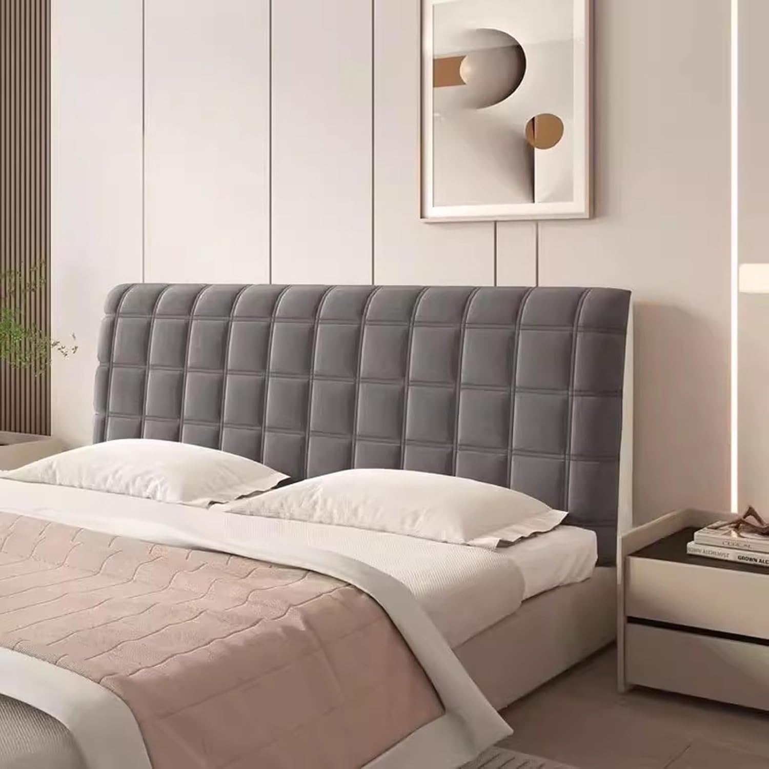 UYSELA Velvet Bed Headboard Slipcover Protector Stretch Single/Double Bed Headboard Covers All-Inclusive Upholstered Backrest Cover