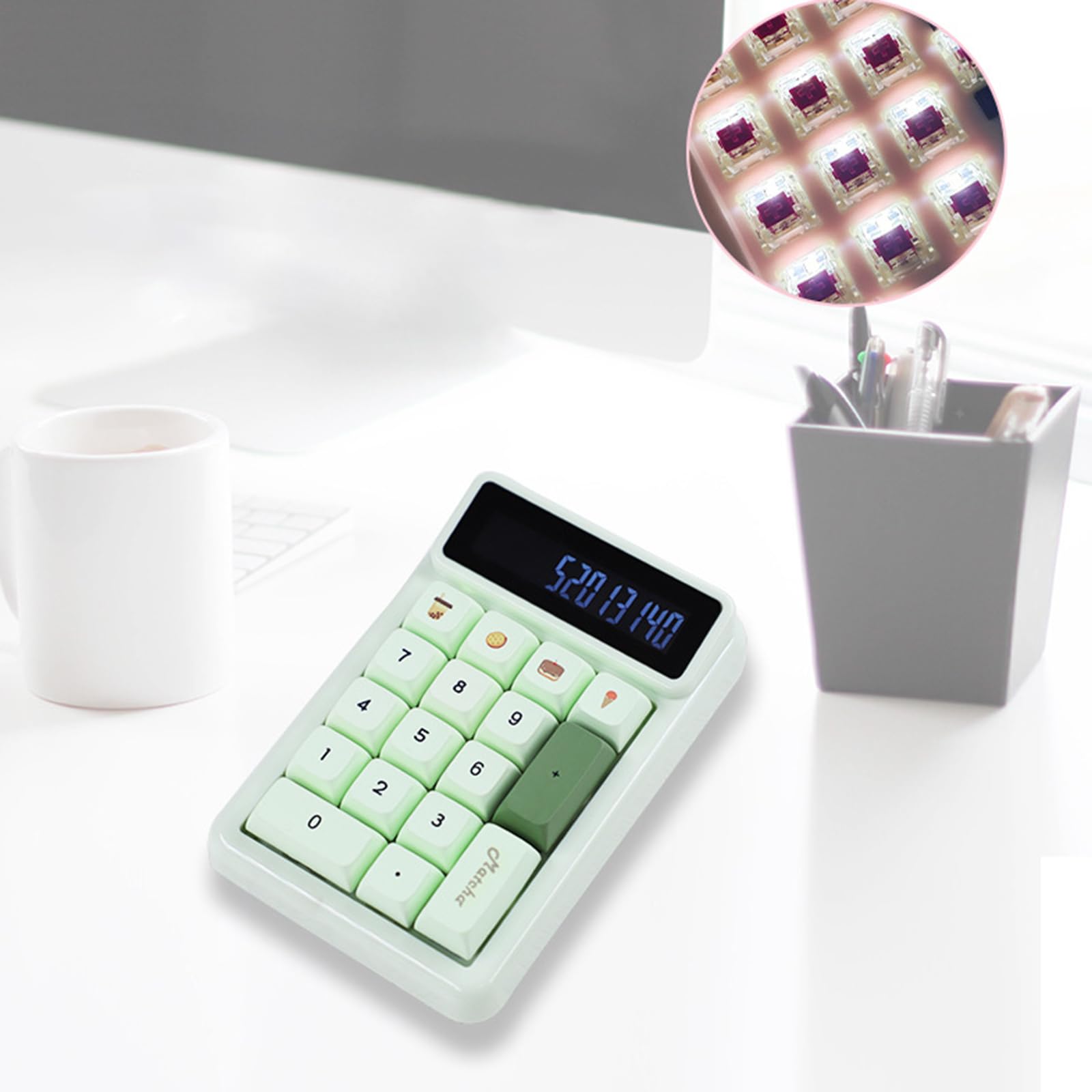 HEYZAKKA KM17 Mechanical Numeric Keypad 17Keys Numpad Keyboard Calculator Efficient Data Entry Hot Swappable for Computers