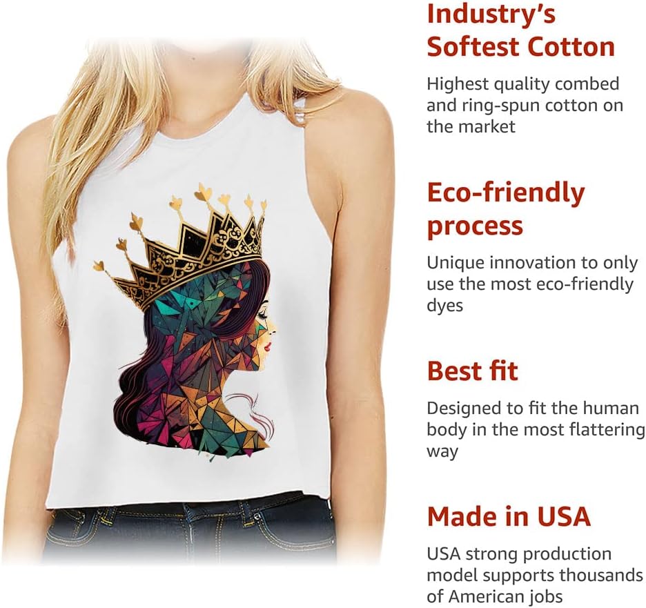 Cute Princess Racerback Cropped Tank - Crown Women's Tank - Printed Tank Top