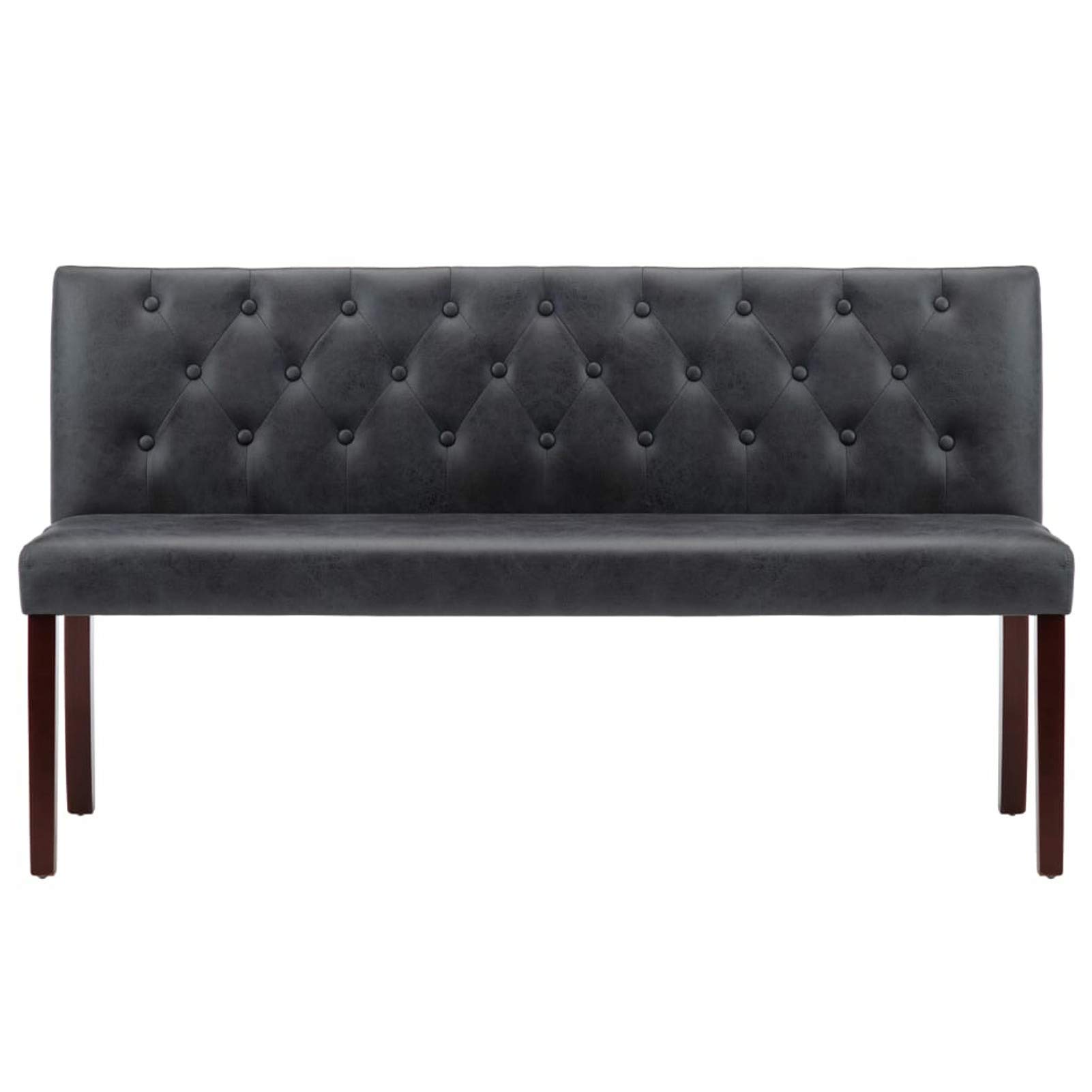 Homgoday Sitzbank Polsterbank Flurbank Bank Wartebank Esszimmerbank Wohnzimmerbank Bank mit Rückenlehne für Flur Wohnzimmer 148,5 cm Grau Wildleder-Optik