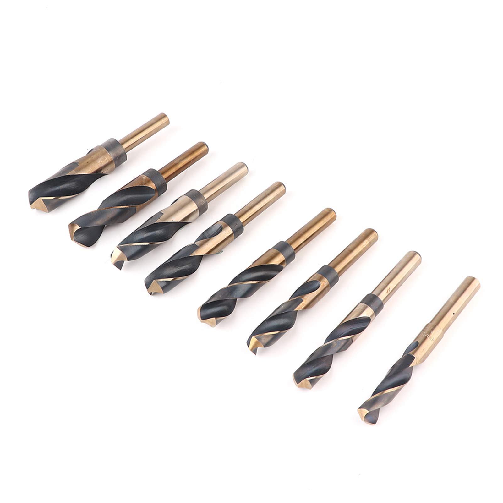 Cocoarm Juego de Brocas HSS de 1 y 2 Vástagos, Juego de Brocas Helicoidales con Redondo, 8 Piezas de 14 Mm a 25 Mm con Revestimiento de Ti, 150 de Longitud con Caja de Aluminio para Taller, Bricolaje,