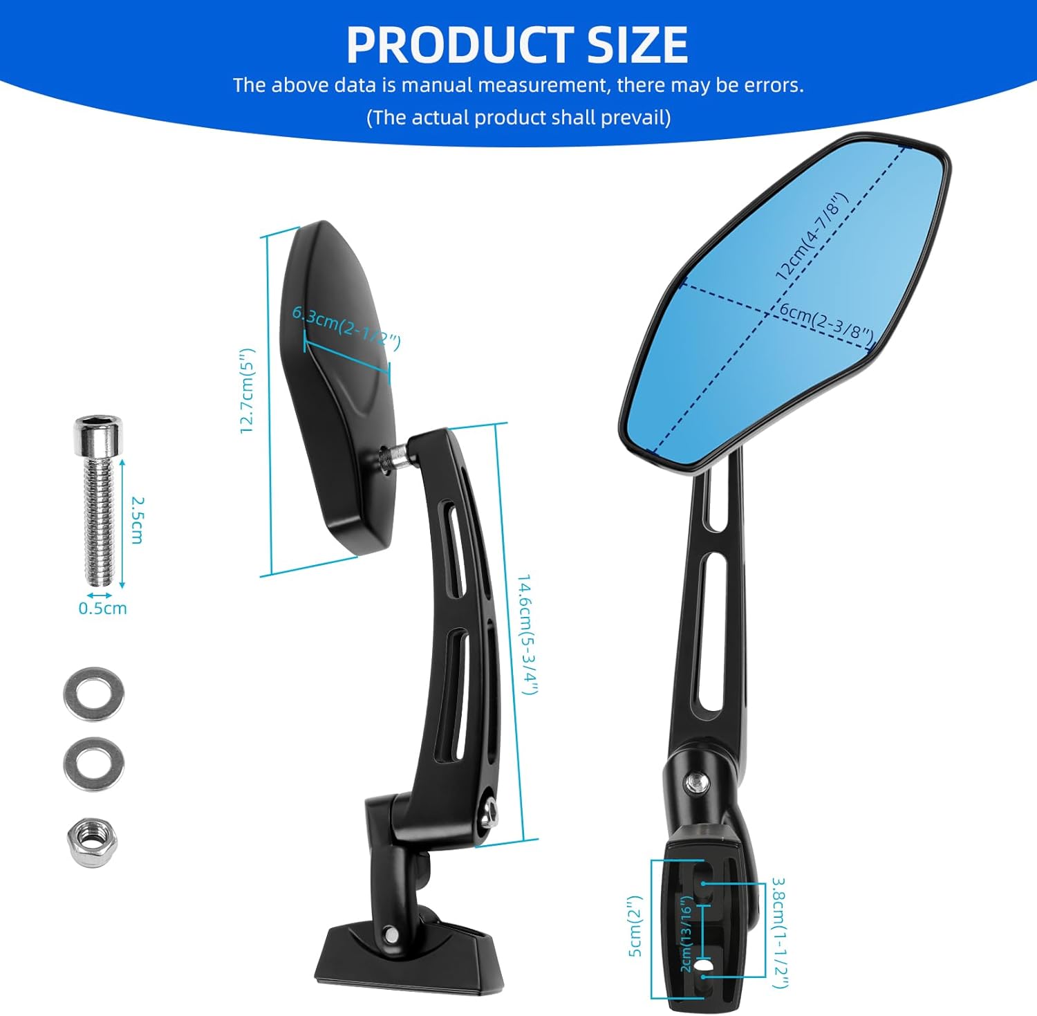 DREAMIZER Motorcycle Racing Mirror Aluminum Alloy Sport Bike Rear View Mirror Double Adjustment Compatible with GSXR 600 750 1000 Hayabusa CBR500R CBR300R YZF R1 R6 R6S FZ6R ZX6R ZX10R
