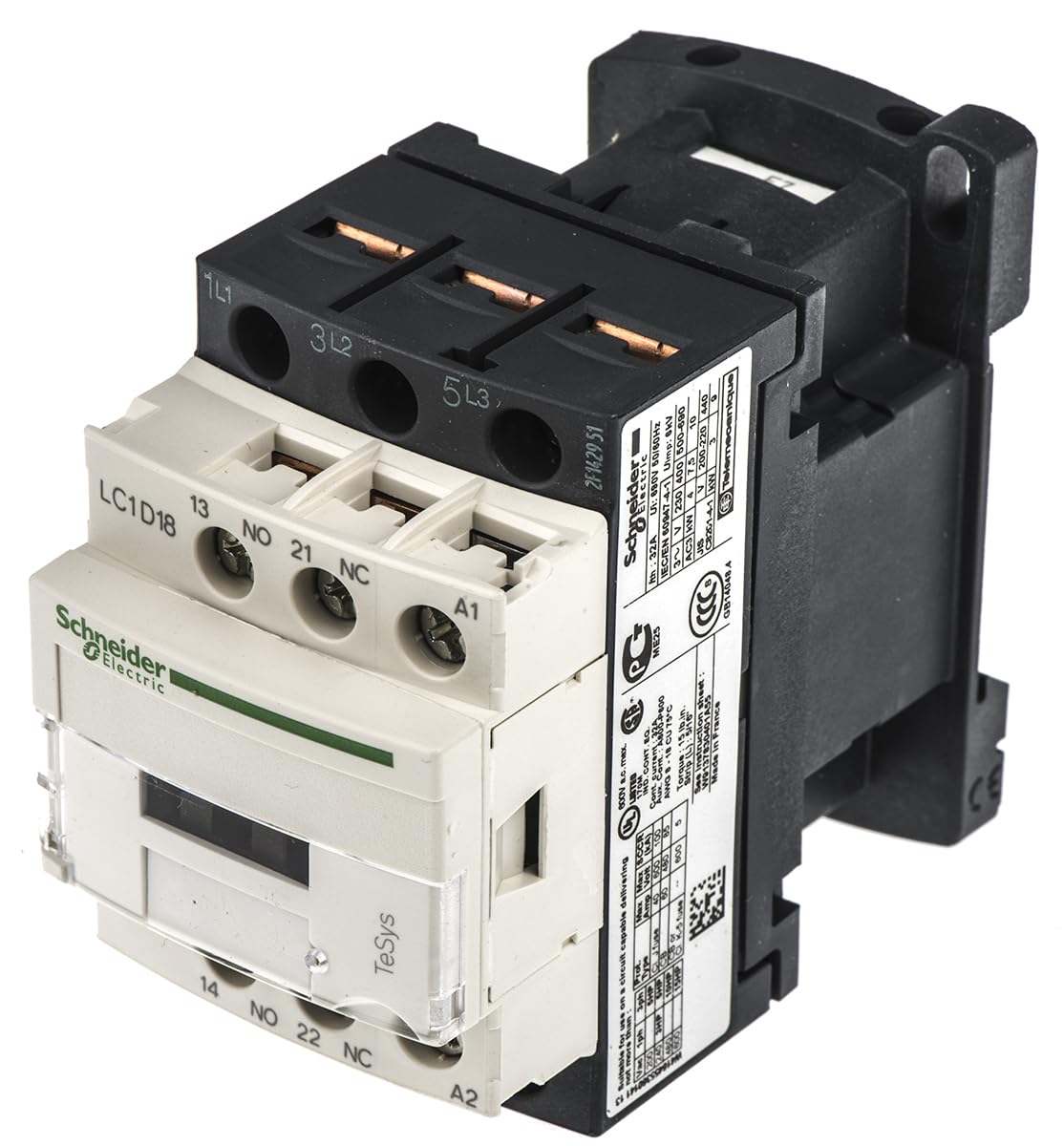 TeSys Deca Power Contactor 18A 3P 48V AC 1Z 1R LC1D18E7