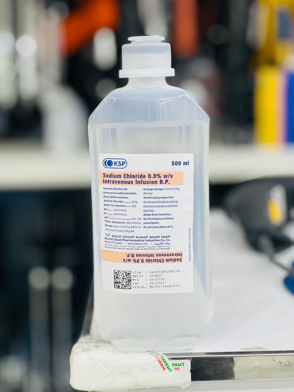 Kuwait saudi Normal Saline Iv Solution Sodium chloride 0.9 500 Ml 1pc