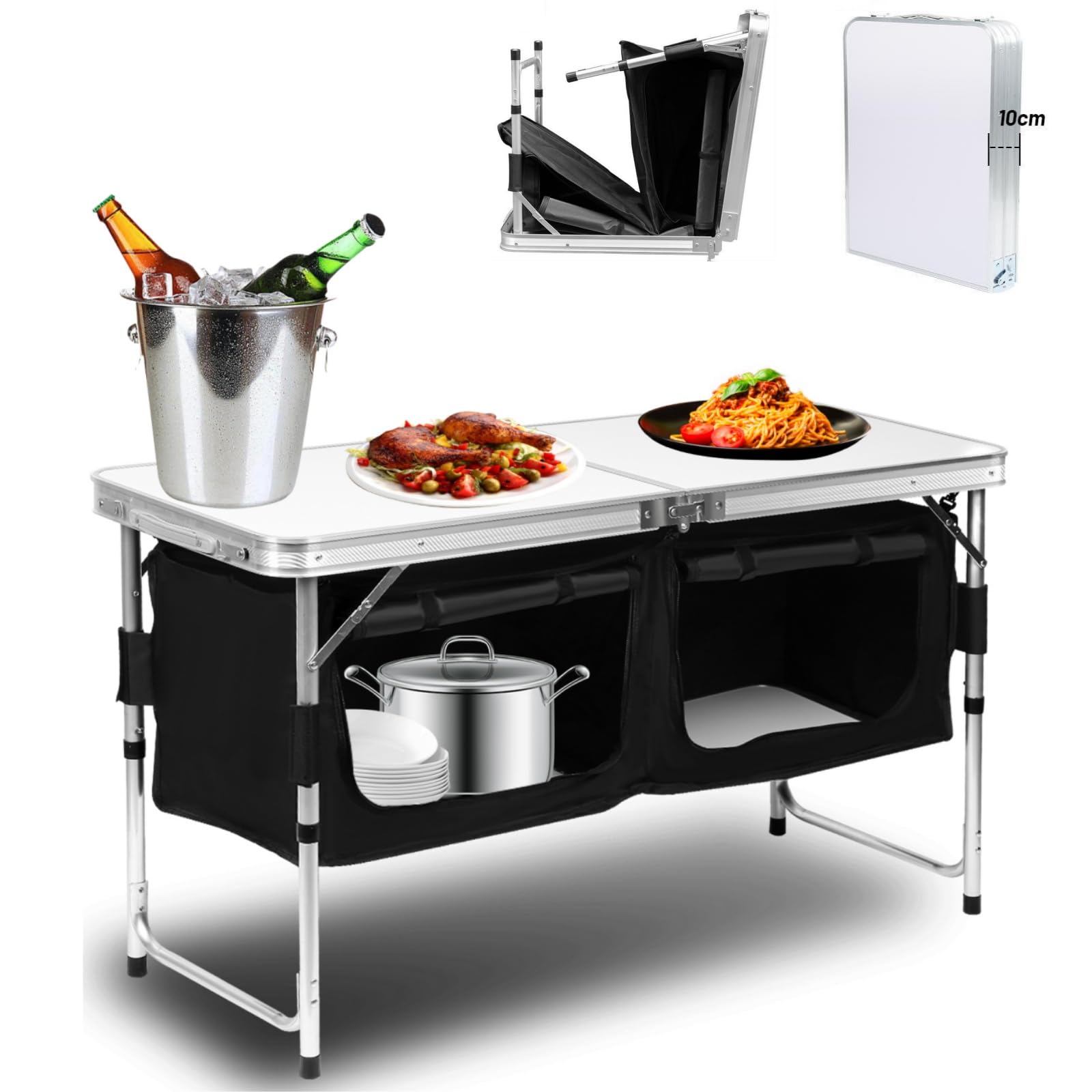Jiubiaz Opvouwbare Campingkeuken Met Spatbescherming En Draagtas - Aluminium Frame
