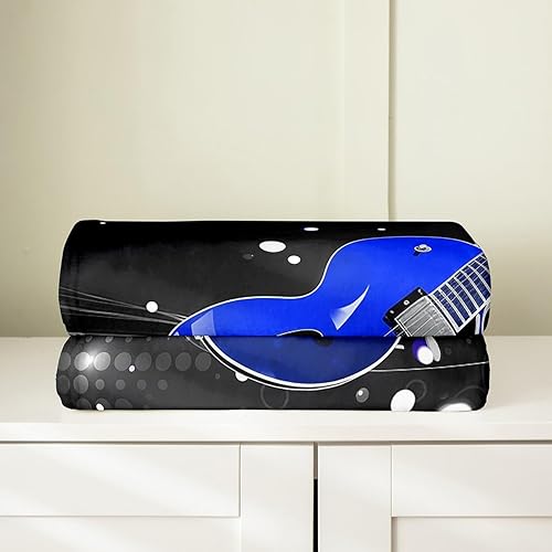 Miniatura 3 de Manta de franela de guitarra para niños y adultos, temática musical retro, manta de franela de forro polar de franela de 40 x 50 pulgadas, estilo de