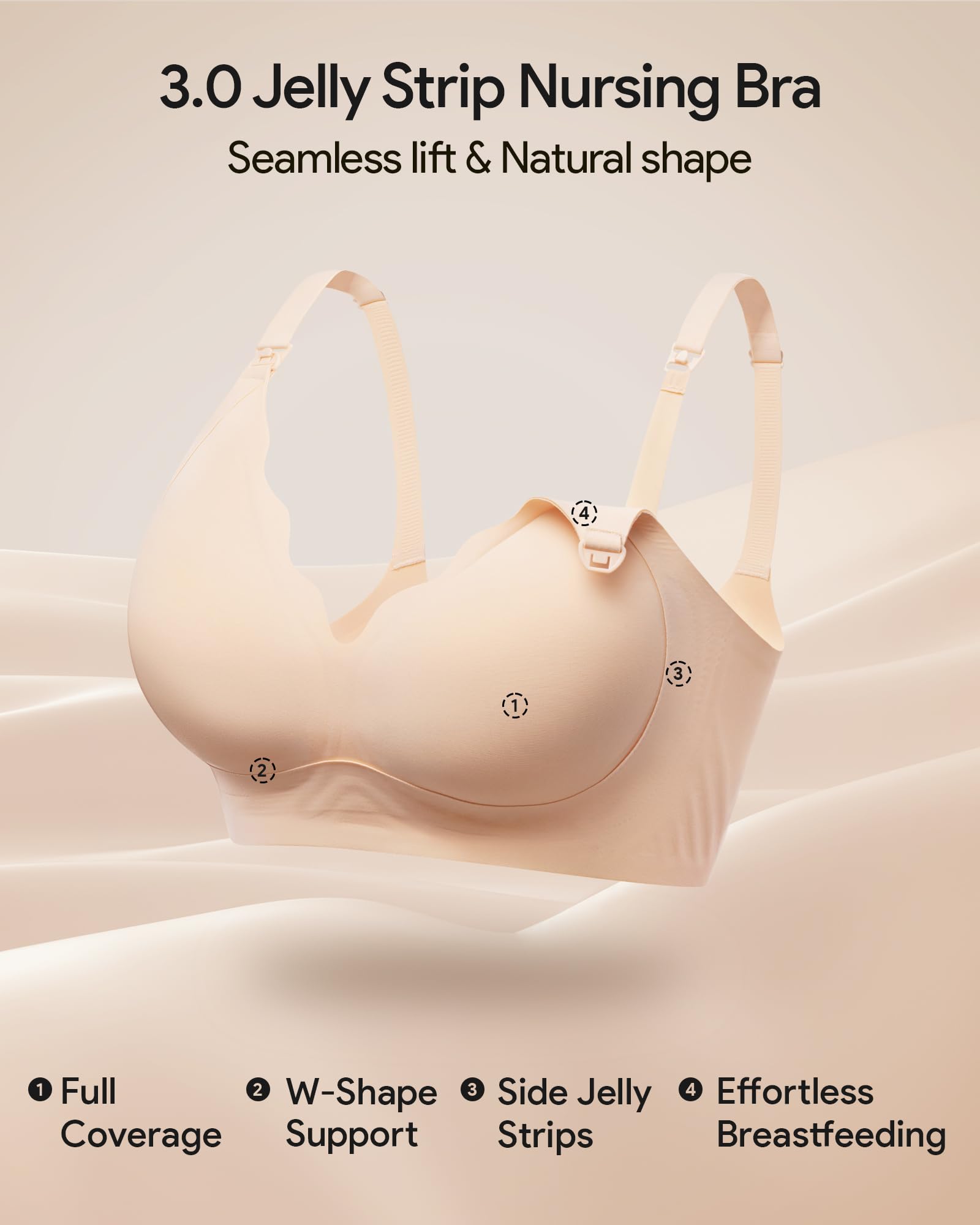 HBselect Reggiseno Allattamento Comfort Premaman Senza Cuciture Reggiseno Ondato Senza Fili Supporto Gravidanza Lift Sleep Bralette con Estensione Extra del Reggiseni per Le Donne
