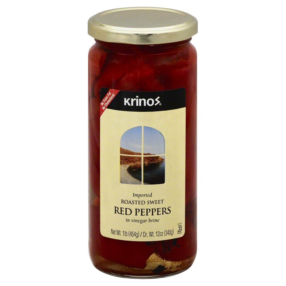 Krinos Pepper Red Roasted, 16 oz