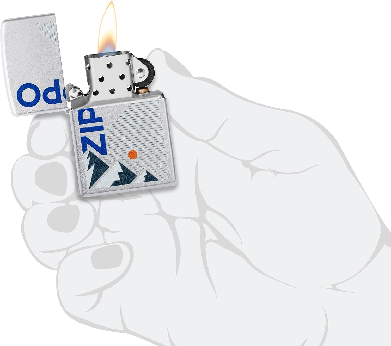 Zippo Mountain Design Satin Chrome Pocket Lighter (Chrome Zippo Mountain)