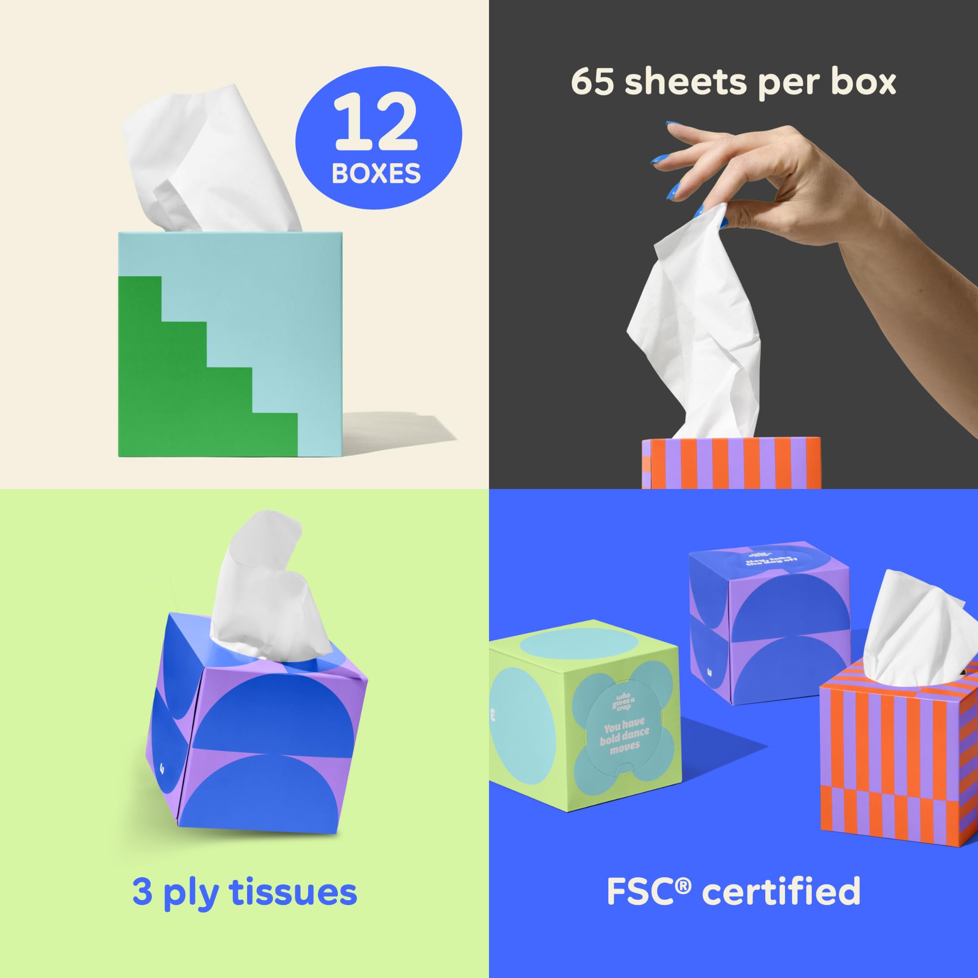 Amazon.com: Who Gives a Crap Bamboo Tissues, Facial Tissue Cube