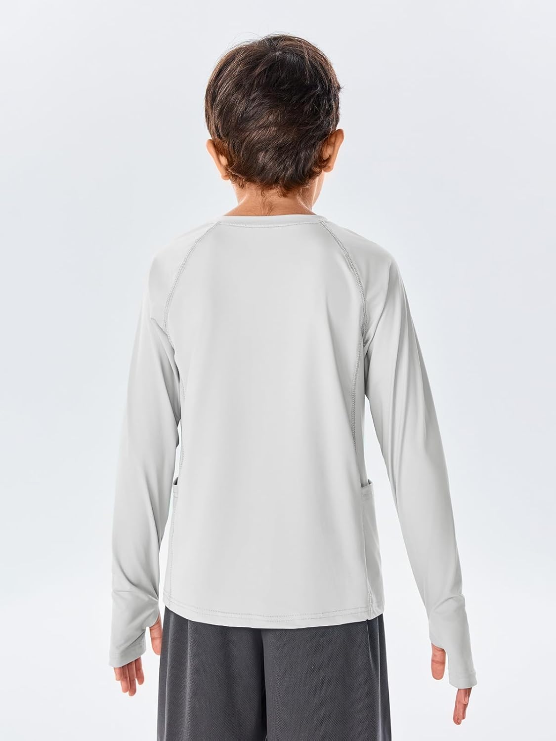 Boys Long Sleeve Athletic Shirts Kids Quick Dry Thumb Hole T-Shirts Tops with Pockets 4-14 Years - Image 4