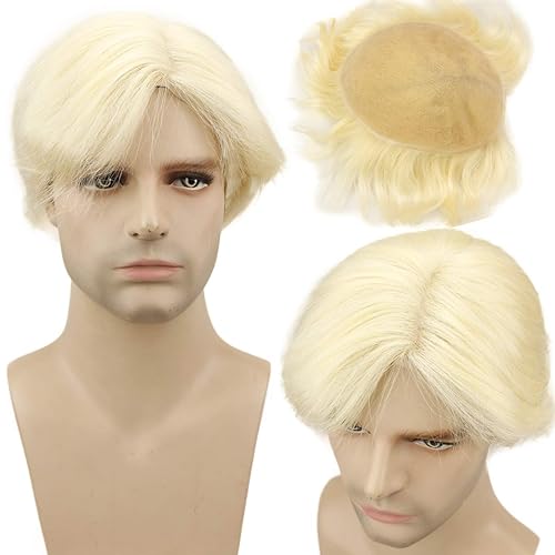 Dreambeauty Tupé completo de base de encaje suizo para hombres, sistema de reemplazo de cabello humano virgen europeo para hombres, extensiones de