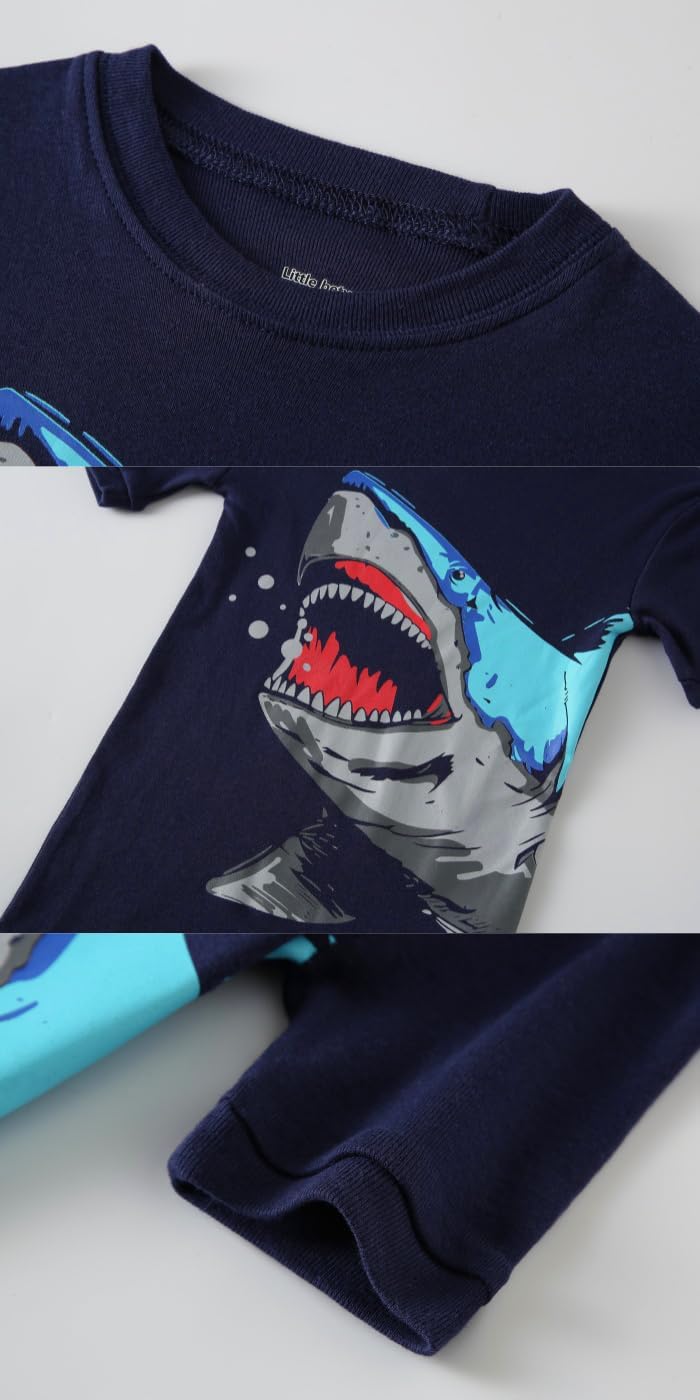 Boys Cotton Dinosaur Pajamas Kids Summer Shorts Space Pjs Toddlers Truck Sleepwear Sets 18Months-10Years - Image 4