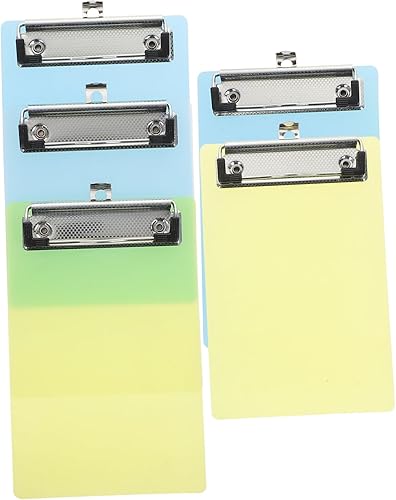 STOBOK Paquete de 5 portapapeles de plástico, tablero de clip de varios colores con clips de metal con perfil bajo para médicos, enfermeras,
