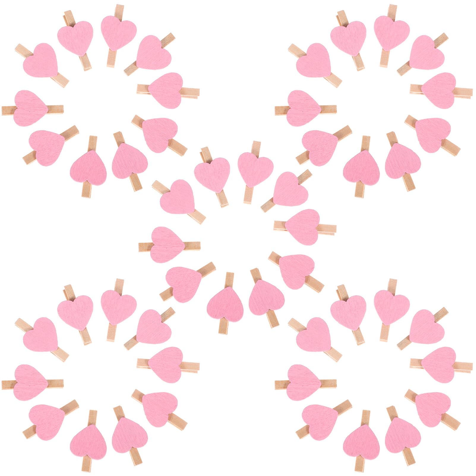DOITOOL Love Photo Clip 50pcs Photo Wood Clip Heart Minis for Hanging Pictures Hearts