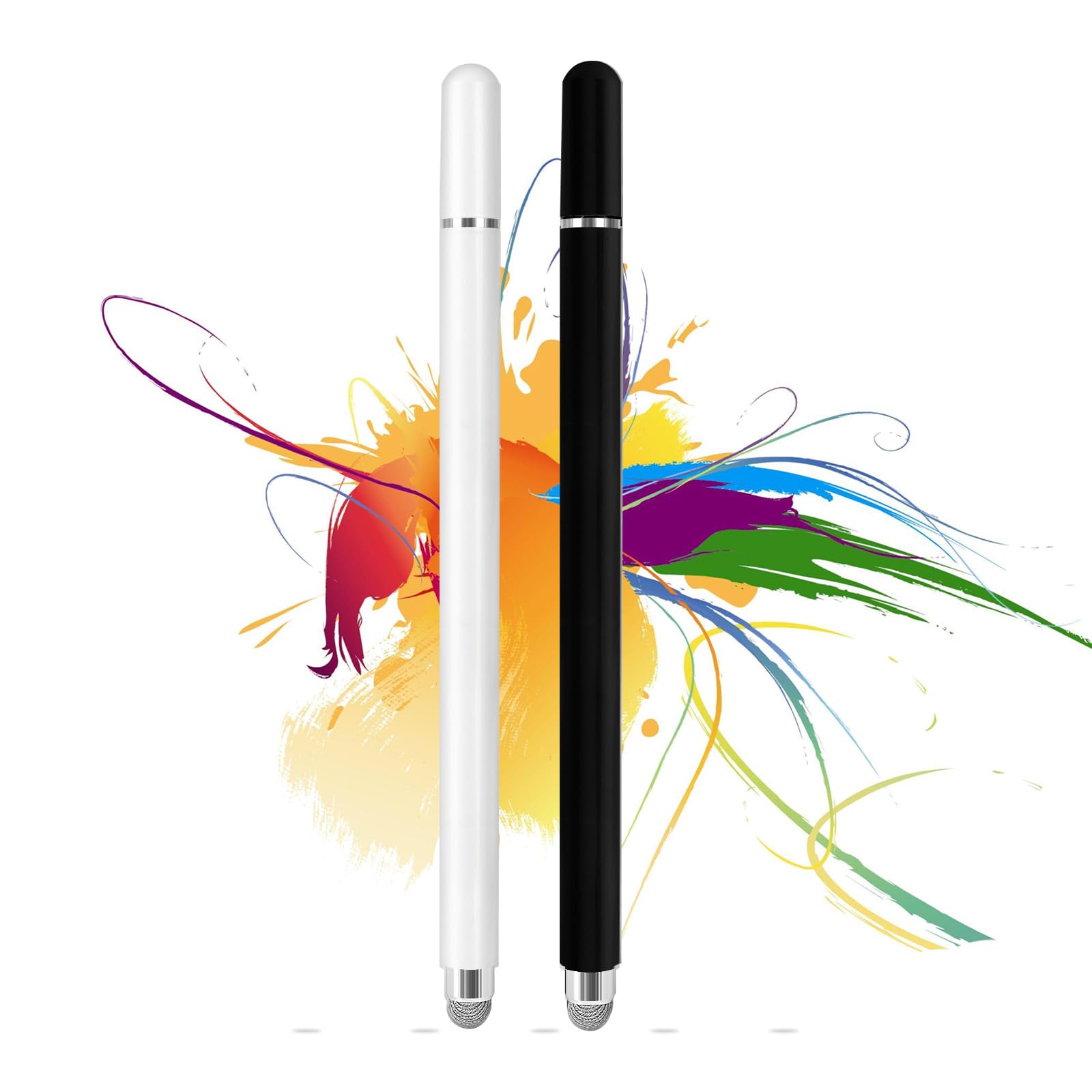 KRSABO 2 in 1 Stylus Pens for Touch Screens?High Sensitivity & Precision Capacitive Stylus Pencil for Ipad ?iPhone?Samsung?Android?Microsoft?Surface?(2Pack-Black/White)
