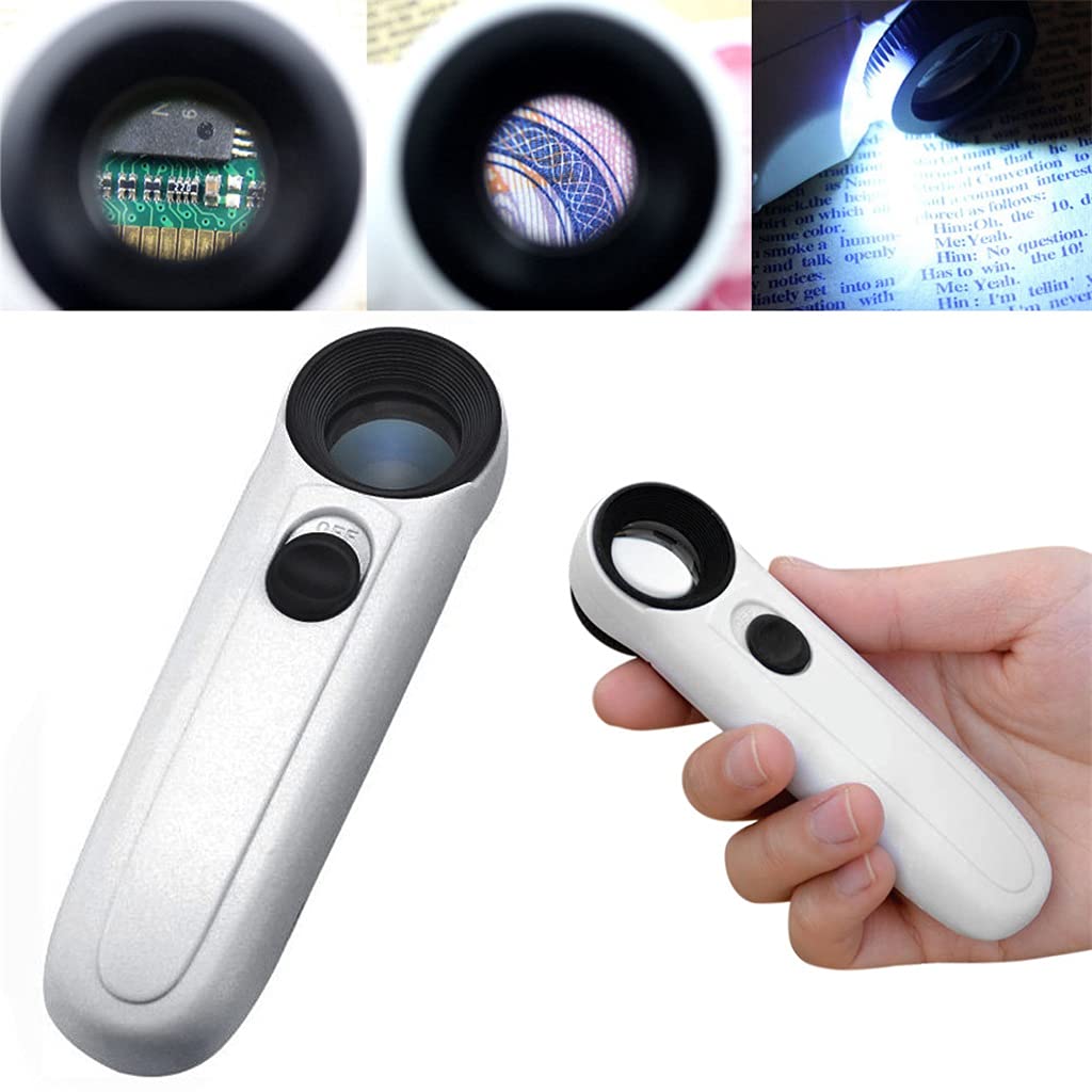 Lupa de Mano con luz LED de 40 x 3,5 mm, microscopio, Lupa, tableros de Lupa, Herramientas de reparación