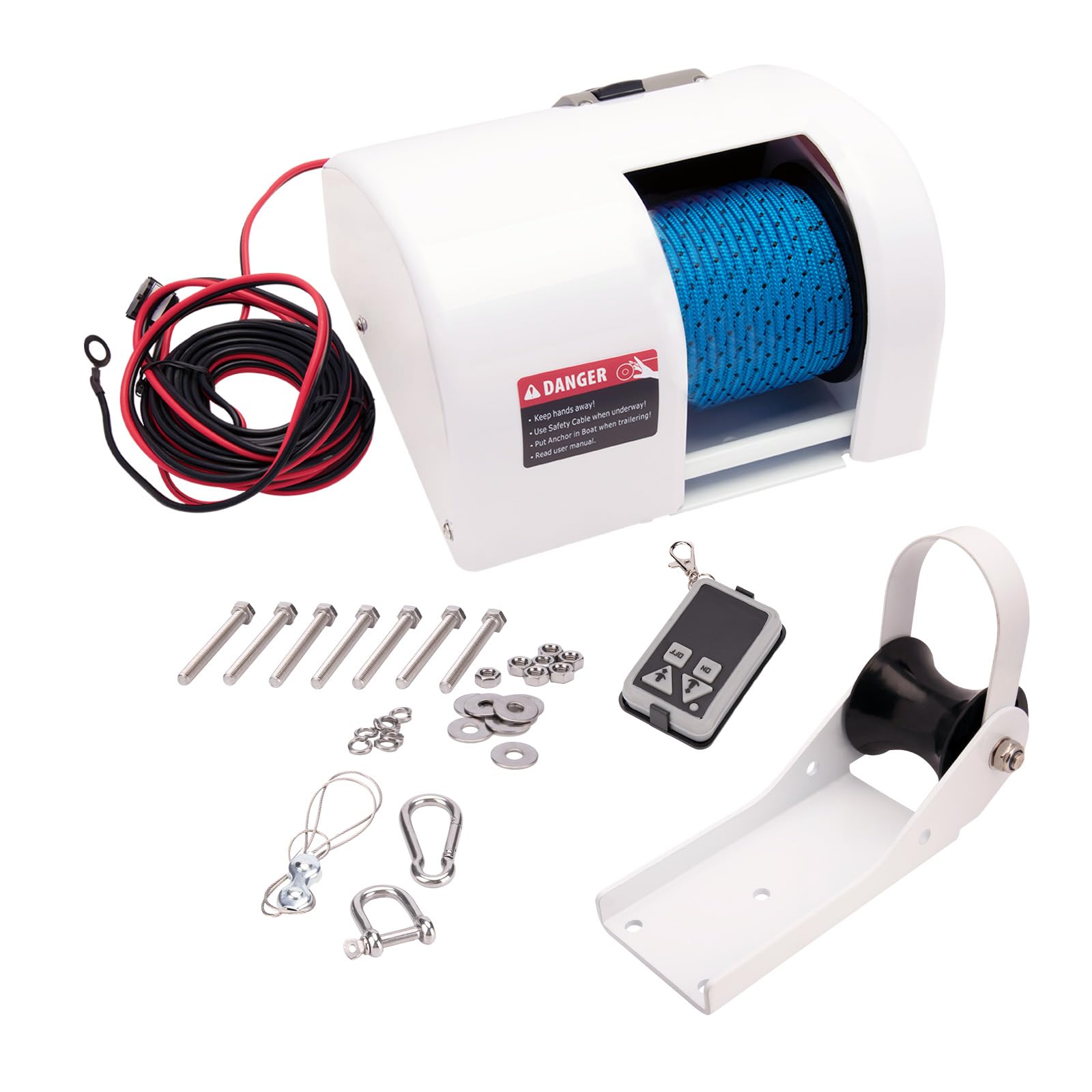 Electric Anchor Winch,Boat Anchor Wench 12V Marine Saltwater Anchor Windlass Kit with Wireless Remote Control Anchors Up to 25 LBS
