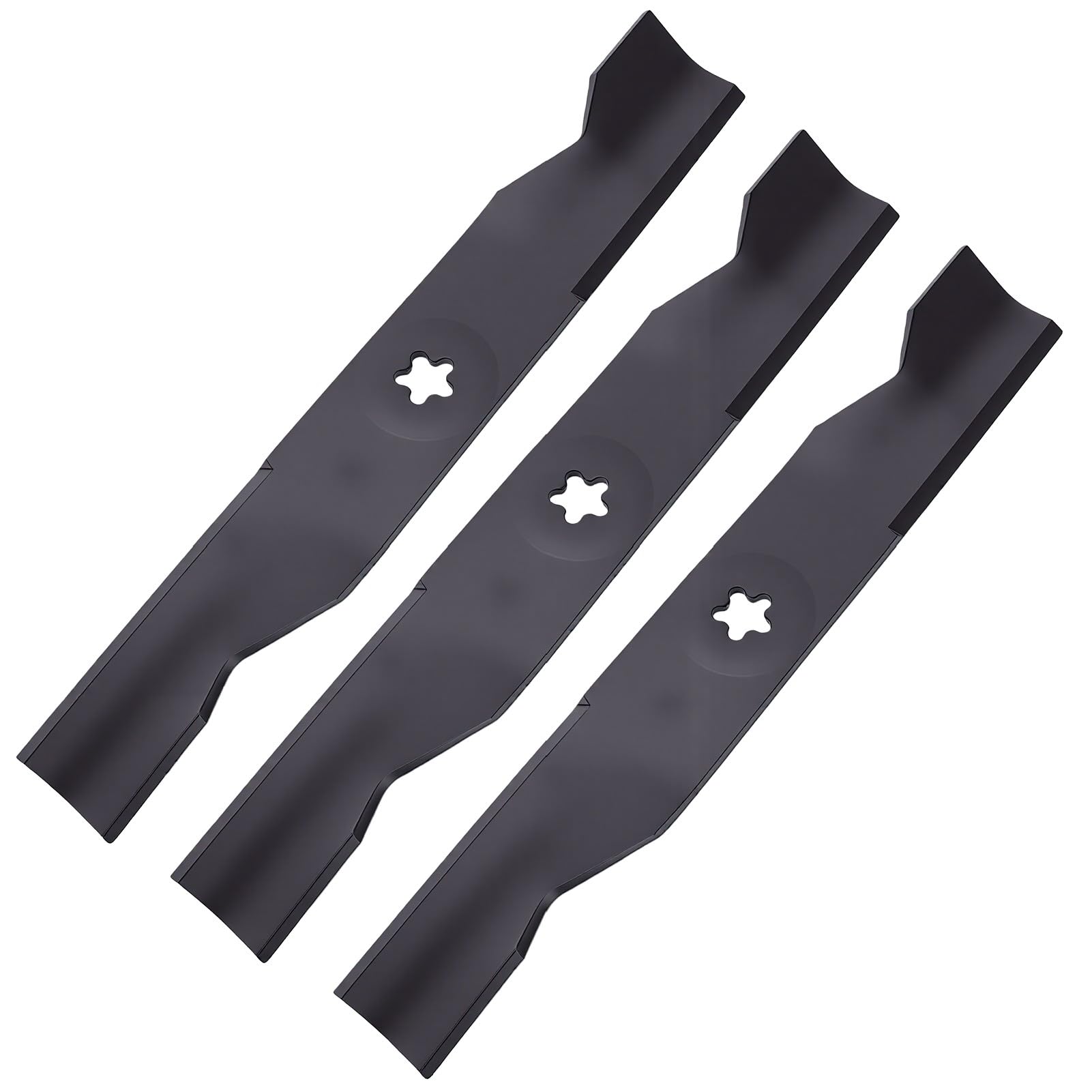 Luocute Cuchillas para Cortacésped de Elevación Alta, 5 Puntas con Agujero Central, Reemplazo de Cuchillas para Plataforma de 122 Cm
