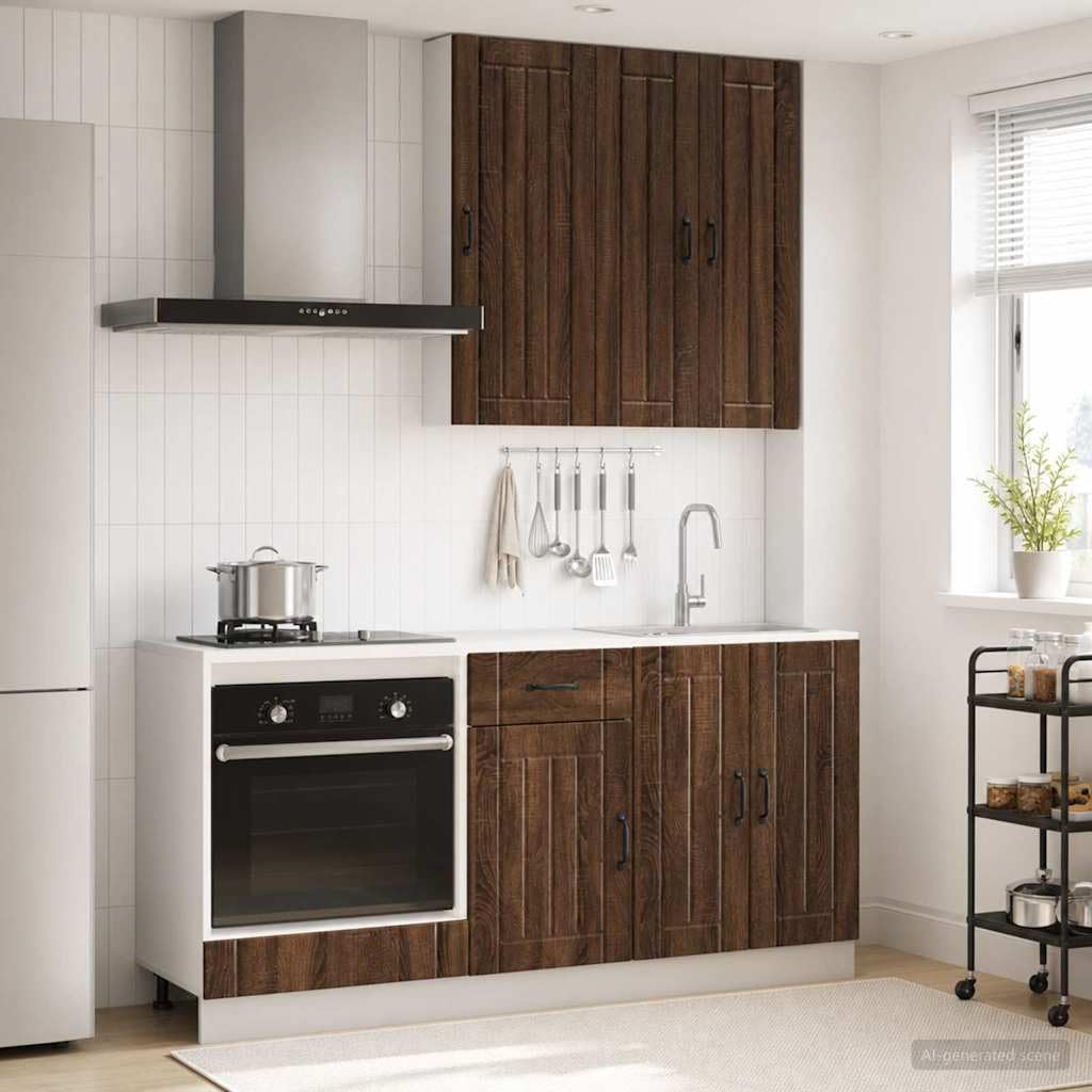 Mobile Cucina Componibile 5 Pezzi LUCCA Rovere Marrone
