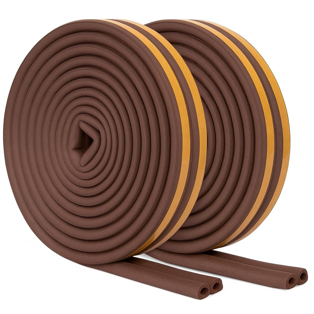 Kyrotech Speed Kapı VE Pencere Sızdırmazlık Contası, D Tipi Rüzgar, Isı Yalıtım ve Soğuk Engelleyici Şerit, 5,6 * 2= 11,2 Metre, Kahverengi, 2 Li set