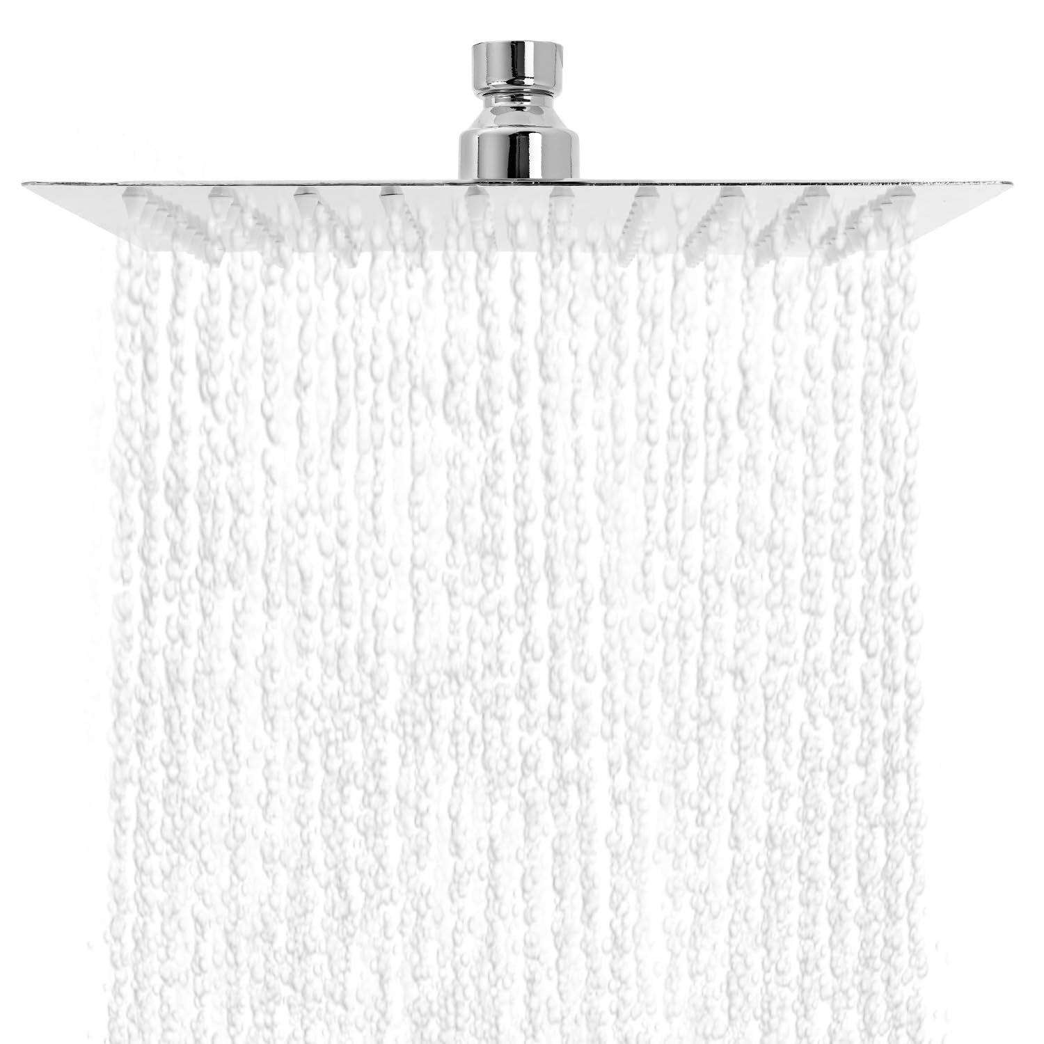 QWORK® 20 CM Soffione Doccia a Pioggia Quadrato in Acciaio Cromato - Angolo regolabile, montaggio standard, facile sostituzione