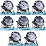Waterproof Stage Lights, 8 Pack IP65 Outdoor Par Lights, 36PCS 3-in 1 LED Lighting DMX Control Muted