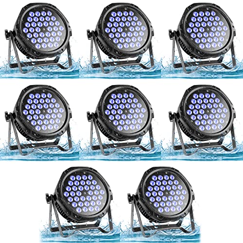 Waterproof Stage Lights, 8 Pack Ip65 Outdoor Par Lights, 36Pcs 3-In 1 Led Lighting Dmx Control Muted Upligting Party Wash Light Strobe Effect Dj Light For Christmas Church Night Disco Club Bar #TOP2