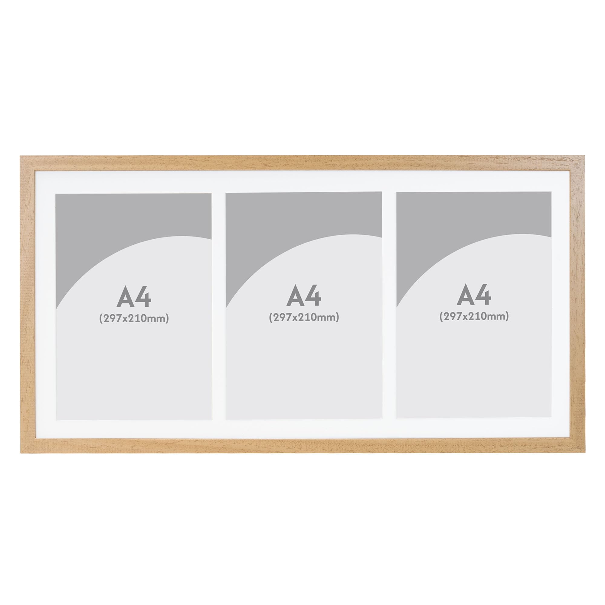 Boldon Framing Photo Frames Multiple Pictures Oak Collage Photo Frame for 3 A4 photos or certificates - Graduation Multi Picture Frames for Wall Hanging - Neatly Display Lots of Photos In one frame
