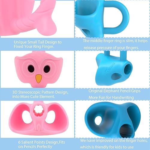 Miniatura 2 de Firesara Agarres para lápices, agarre original de búho, tres dedos, agarre fijo de corrección de lápiz para niños, escritura a mano, corrección de