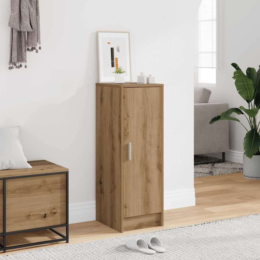 Schuhschrank Artisan-Eiche mit Tür Holzwerkstoff 32 x 35 x 92 cm schmal hoher Schuhständer mit 6 Fächern platzsparend für Flur Diele Eingangsbereich Ordnung und Aufbewahrung