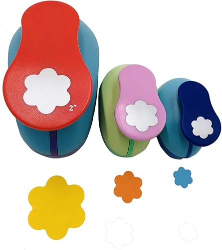 Miniatura 2 de Punchers de papel de 2 pulgadas, 1 pulgada y 58 pulgadas, 3 piezas, para álbumes de recortes, para manualidades (flor de lum)