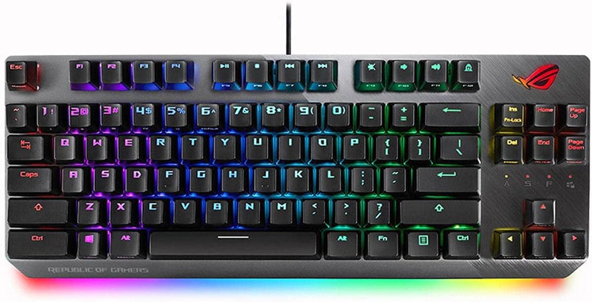 ASUS RGB Mechanical Gaming Keyboard - ROG Strix Scope TKL | Cherry MX Red Switches | 2X Wider Ctrl Key for FPS Precision | Gaming Keyboard for PC,Black