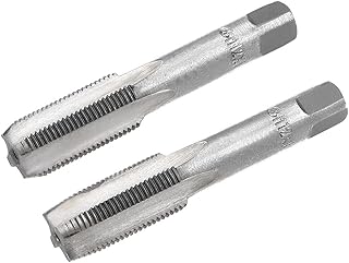 uxcell Metric Hand Tap M12 Thread 1 Pitch 4 Straight Flutes H2 Alloy Tool Steel Bottom & Taper Screw Tap Set Tapping Tools for Repairing 1 Pair