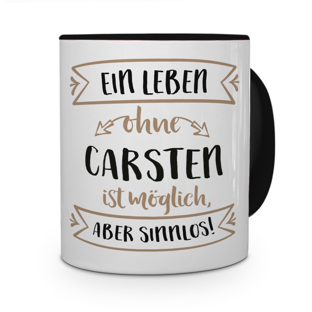 Printplanet® Tasse 'Karsten' Mit Motiv 'Sinnlos' – Personalisierter Kaffeebecher, 325 Ml, Blau