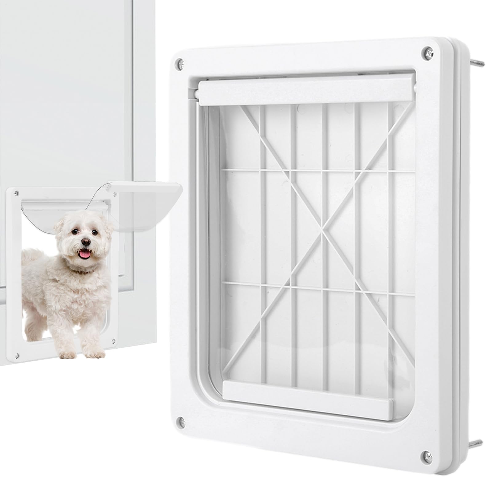 Mikrochip Katzen- und Hundeklappe ABS Transparent Schwingtür für Haustiere Leicht & Sicher Ideal für Hauswände Einfache Installation