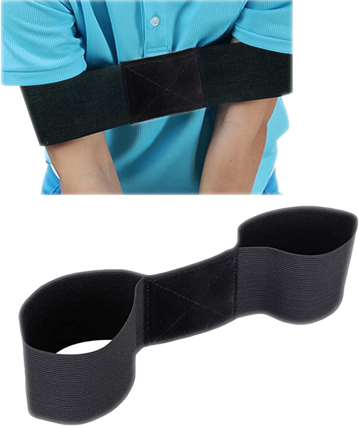 Generic 2 pcs Golf Swing Training Aid, Swing Correcting Arm Band Correcting Arm Band for Golf Beginners(Black)