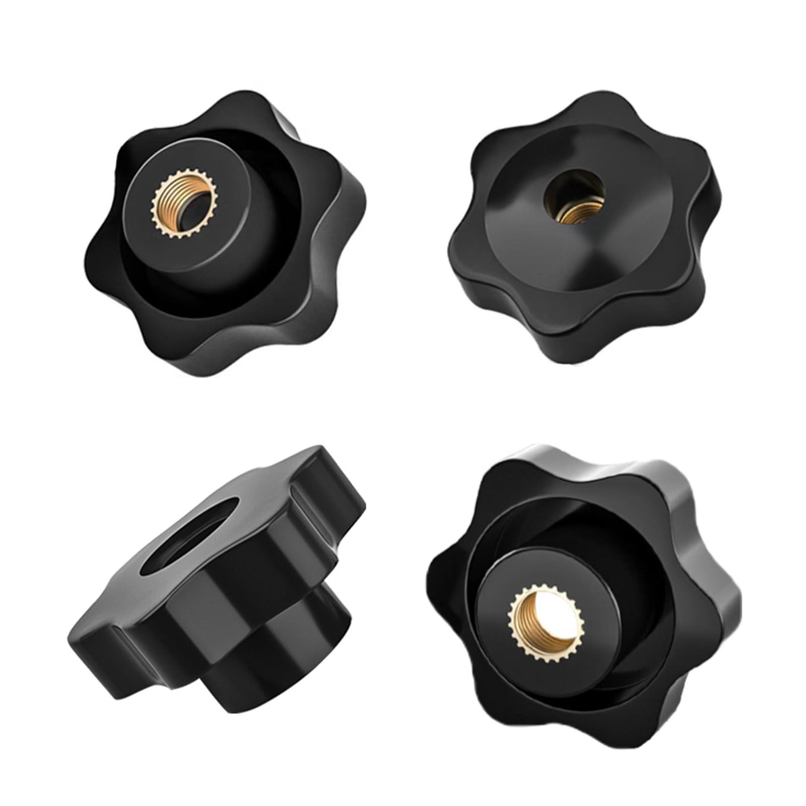 6 dadi M6, impugnatura a stella, ala M6, diametro 32 mm, forma stella, filettatura interna