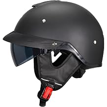 VCOROS Half Helmets Motorcycle VF08 Half Face Helmet Sun Visor Quick Release Buckle DOT Certified Cycling Retro Cruiser Helmets for Adults Men and Women