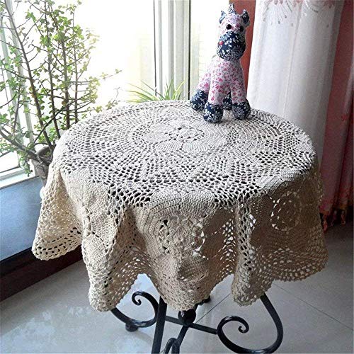 Newrara Vintage Crocheted Lace Tablecloths Handmade Tablecloths Round Table Cover (Diameter: 43.3 Inch) #TOP5