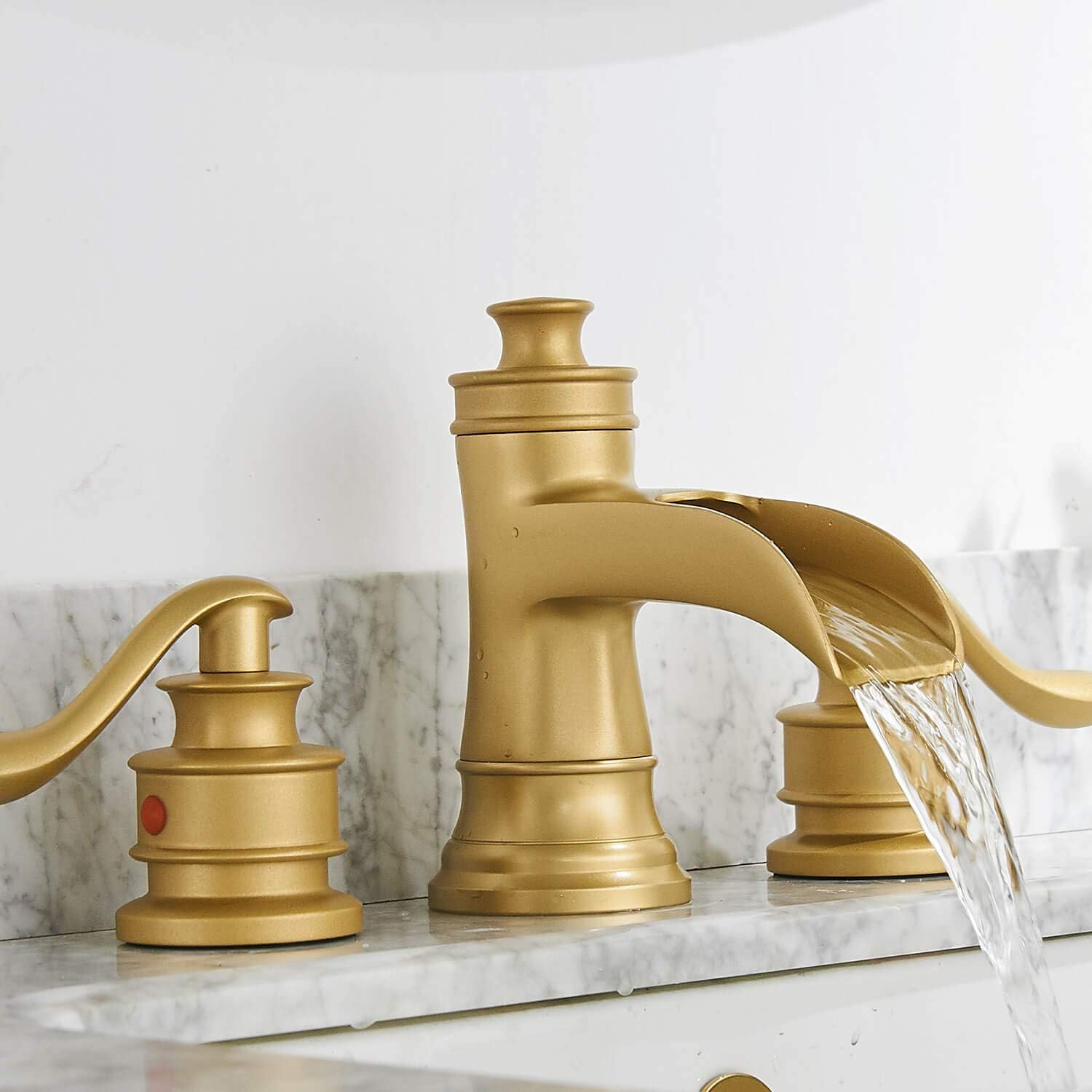 Up To 40% OFF Homevacious Widespread Bathroom Faucet Waterfall Sink Brushed Gold Vanity 3 Hole 2-Handle with Pop Up Drain 8-16 Inch Spread Lavatory Bath Basin Mixer Tap with Overflow Supply Line Lead-Free Super Sale 🛒 Homevacious Widespread Bathroom Faucet Waterfall Sink Brushed Gold Vanity 3 Hole 2-Handle with Pop Up Drain 8-16 Inch Spread Lavatory Bath Basin Mixer Tap with Overflow Supply Line Lead-Free