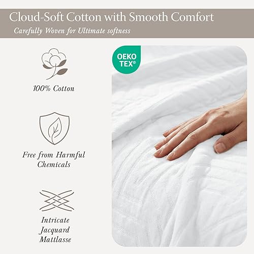 Miniatura 3 de Threadmill Mantas de algodón de lujo para cama tamaño King  Manta 100% algodón para todas las estaciones  Manta de tamaño King suave y ligera de