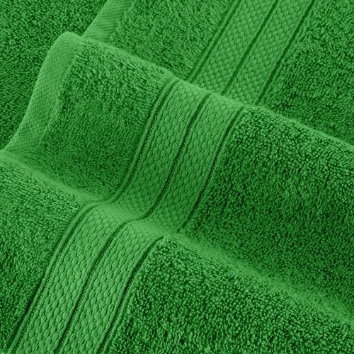 Image of Elegant Comfort Luxury 6-Piece Towel Set, Premium Soft 100% Turkish Cotton, Three Line Popcorn Design 2 Bath Towels, 2 Hand Towels and 2 Washcloths Towel Set- Quick-Drying and Absorbent, Emerald Green