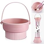 Makeup Brush Cleaner Mat 3 in 1 Silicone Makeup Brush Cleaner Bowl Cosmetic Brushes Cleaning Tool Organizer for Storage and Air Drying (Pink)