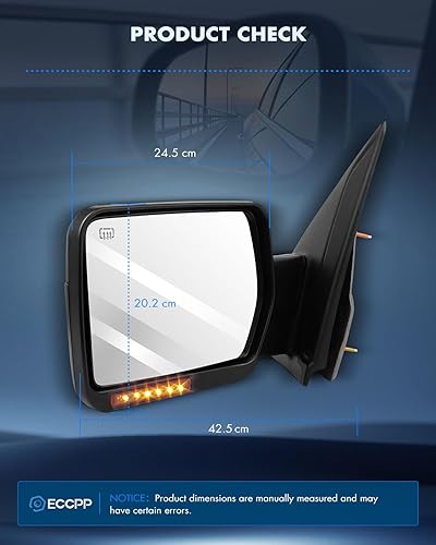 Miniatura 4 de ECCPP Luces de charco de señal de giro con calefacción eléctrica para espejo lateral del pasajero, repuesto para 2007 08 09 10 11 12 13 14 para Ford