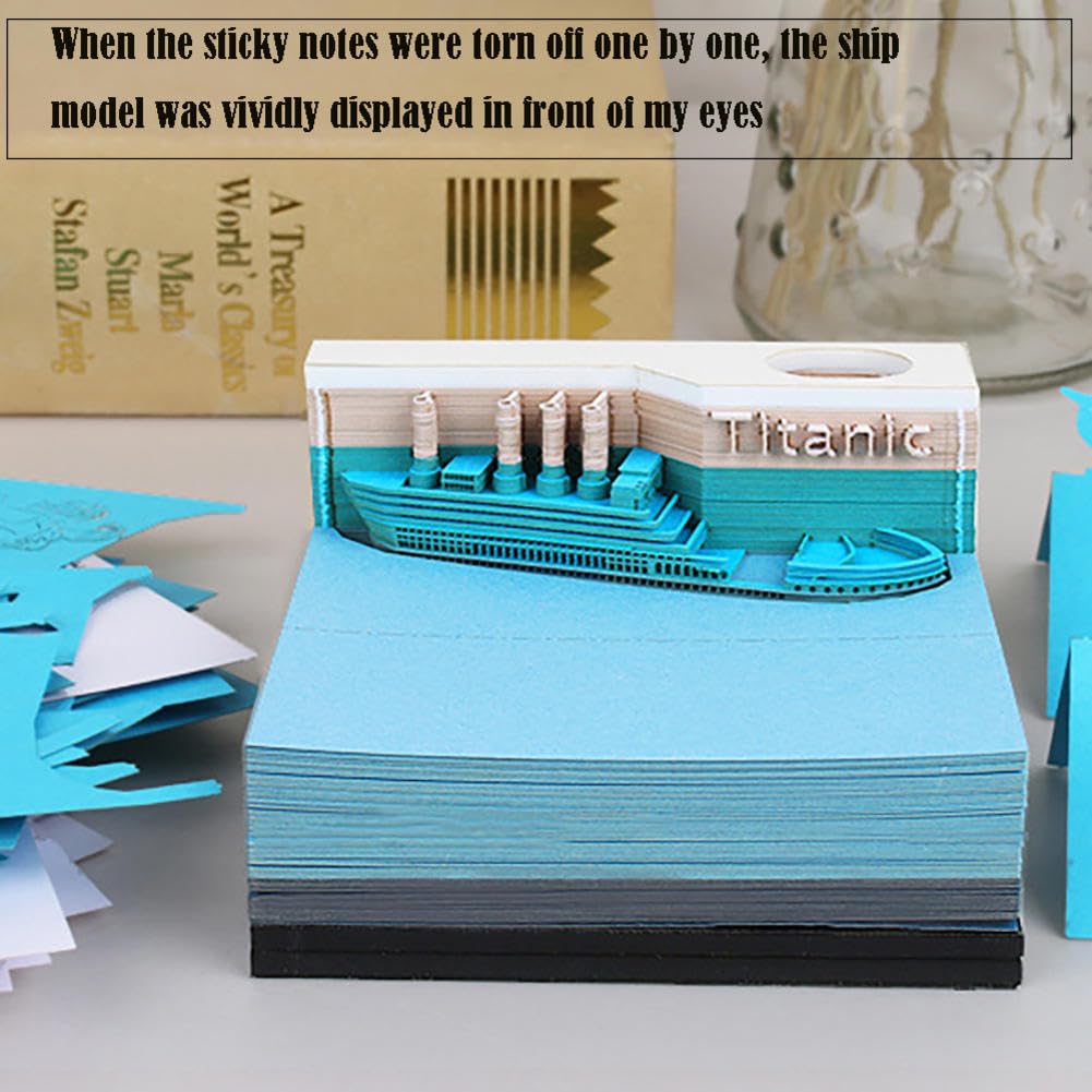 Tear-Away 3D Paper Art Notepad Calendario da scrivania, calendario navale, blocco note 3D, blocchi artistici, note adesive 3D, questa è un'opera d'arte di scultura di carta strappata a mano