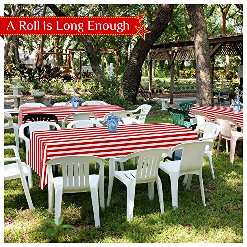 54 In X 100 Ft Tablecloth Roll Red And White Striped Tablecloth Red Brick Wall Backdrop Carnival Circus Decorations Birthday Party Supplies #TOP6
